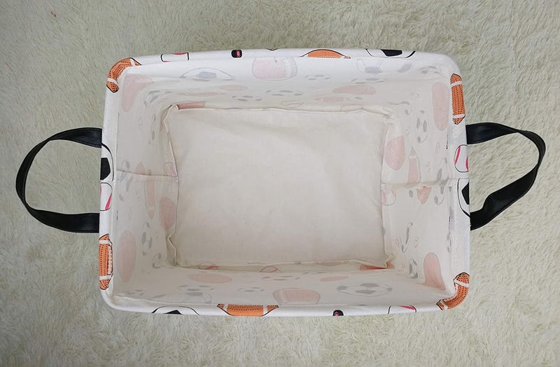 KUNRO Rectang Basketball Football Storage Basket Gift Shelf Basket Storage Bin, Nursery Basket Organizer Box for With Handles for Room Deco (Balls) - Image 5